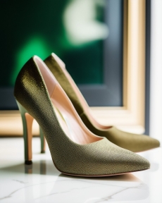 wedding shoes in olive green satin